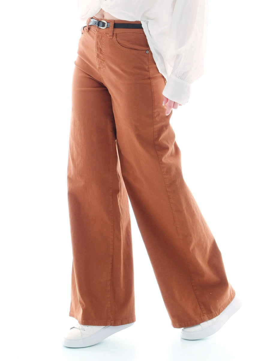 Jeans a zampa Please tabacco con cinturino P3CPCV9N3N TABACCO Please 