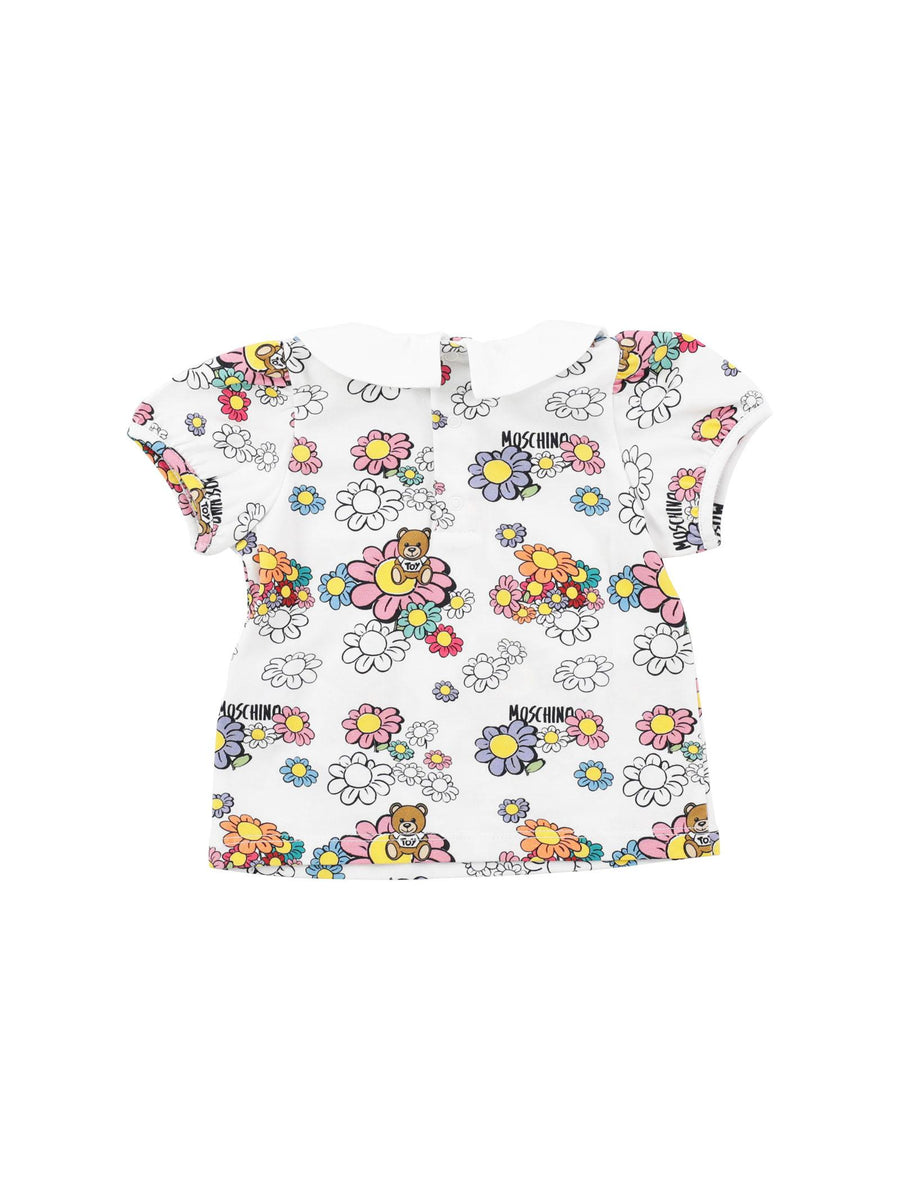 T-shirt bianca con margherite all over MBM02S 84328 Moschino 
