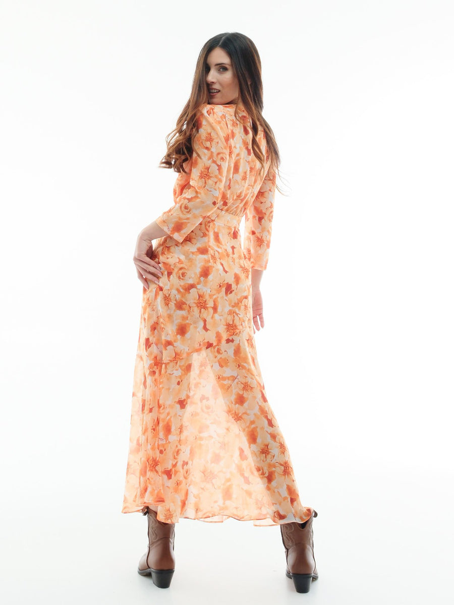 Abito "Julia" Silence Limited arancione con stampa floreale AB4086 ORANGE Silence Limited 