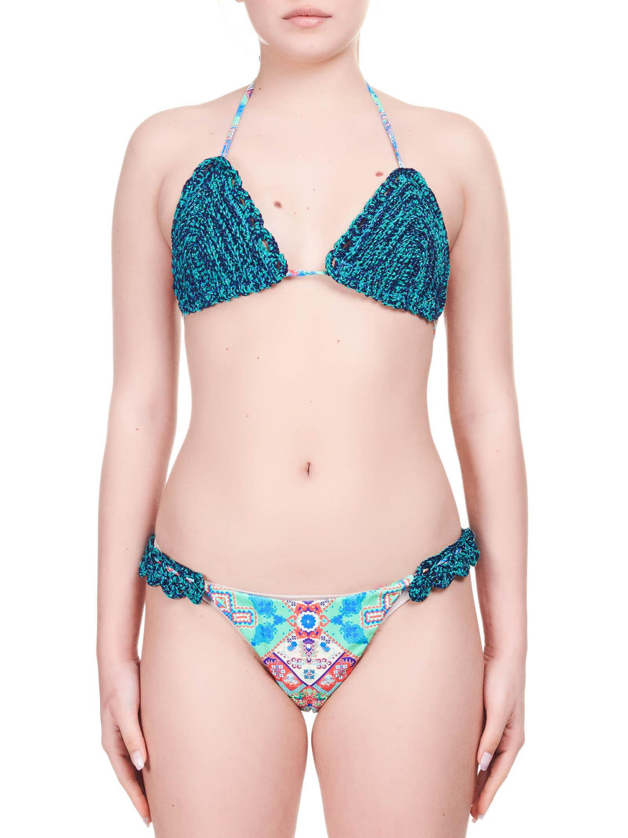 Costume triangolo turchese uncinetto F210390 X2 Fk 