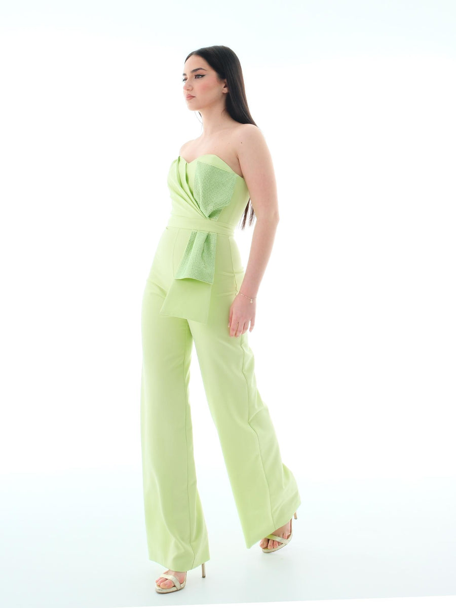 Tuta "candy crass" Silence Limited verde con fiocco in strass TUT652STRASS LIGHTGREEN Silence Limited 