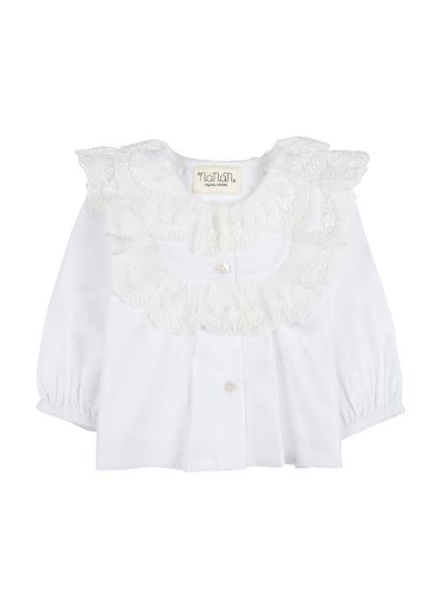 Blusa Nanan bianca con rouches I24434 B Nanan 