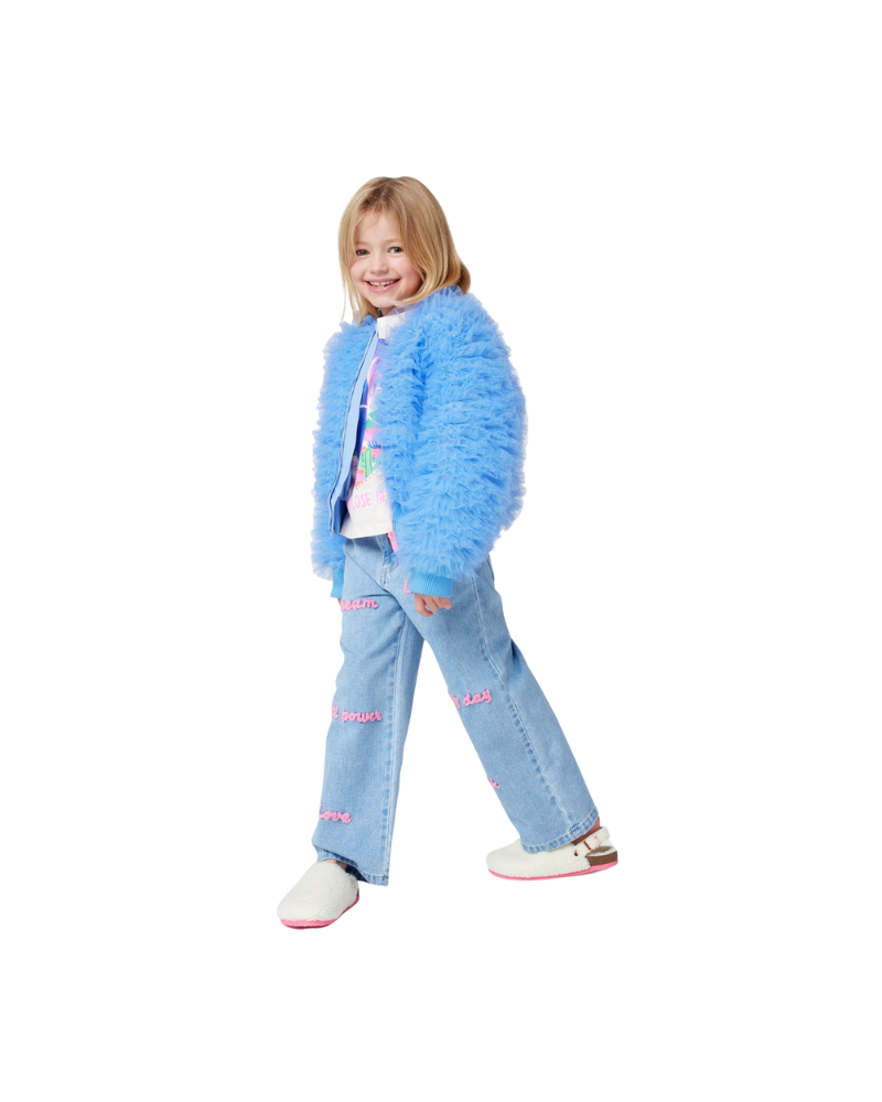 Jeans ampi Billie Blush azzurro con scritte ricamate rosa U21591 Z18 Billie Blush 