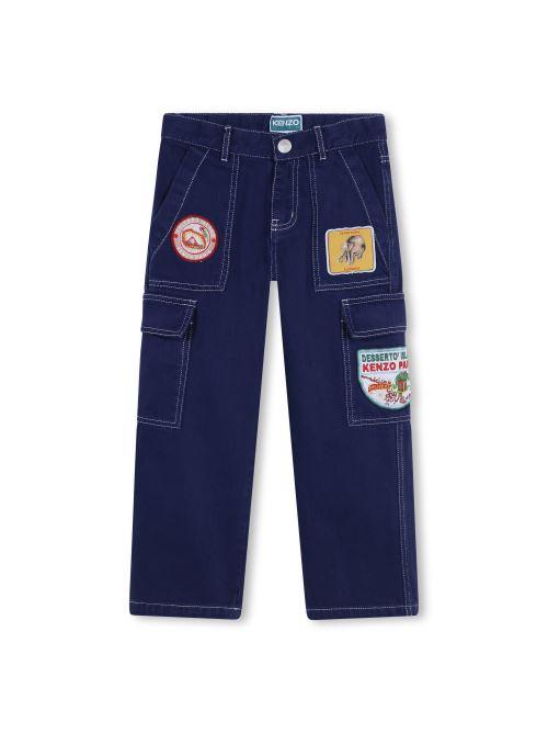 Jeans cargo Kenzo in denim blu con toppe K60801 84F Kenzo 