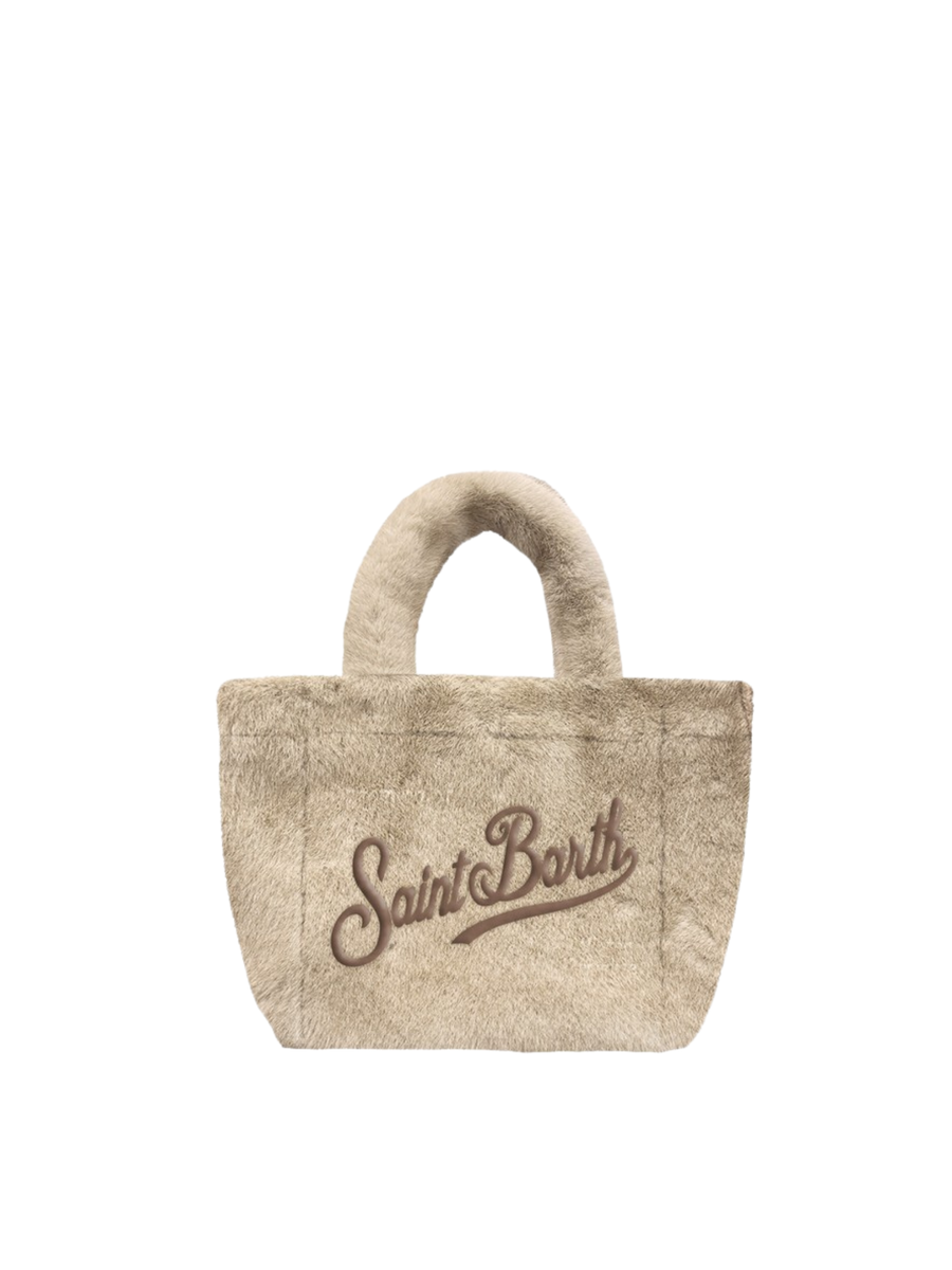 Borsa Vanity mini "18m12 emb" Saint Barth beige effetto peluche VAMI021 00289I MC2 SAINT BARTH 
