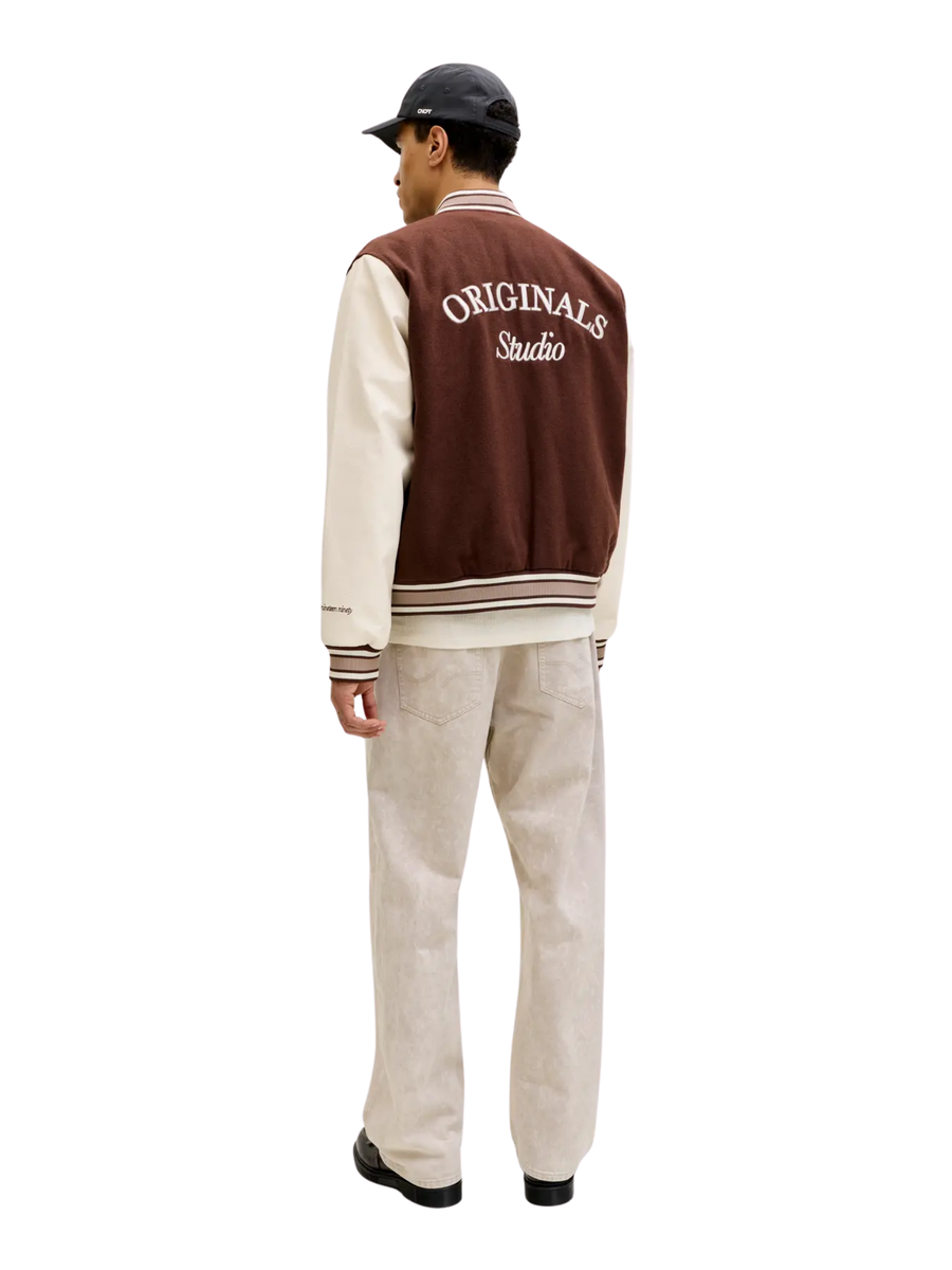 Giubbino college Jack & Jones marrone e panna 12282958 D Mahogany Jack & Jones 