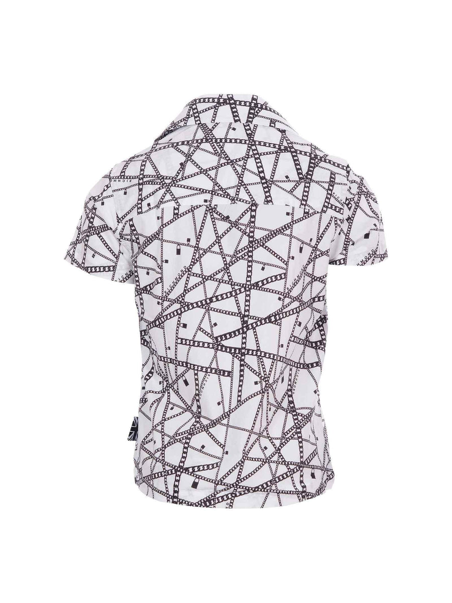 Camicia John Richmond bianca con stampa a catene intrecciate RBP25093CA WHITE John Richmond 