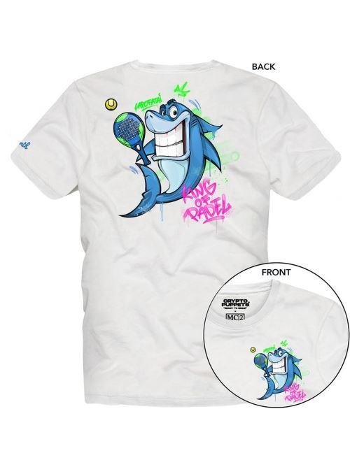 T-shirt bianca con stampa Shark Padel sul retro TSH0001 00596F MC2 SAINT BARTH 