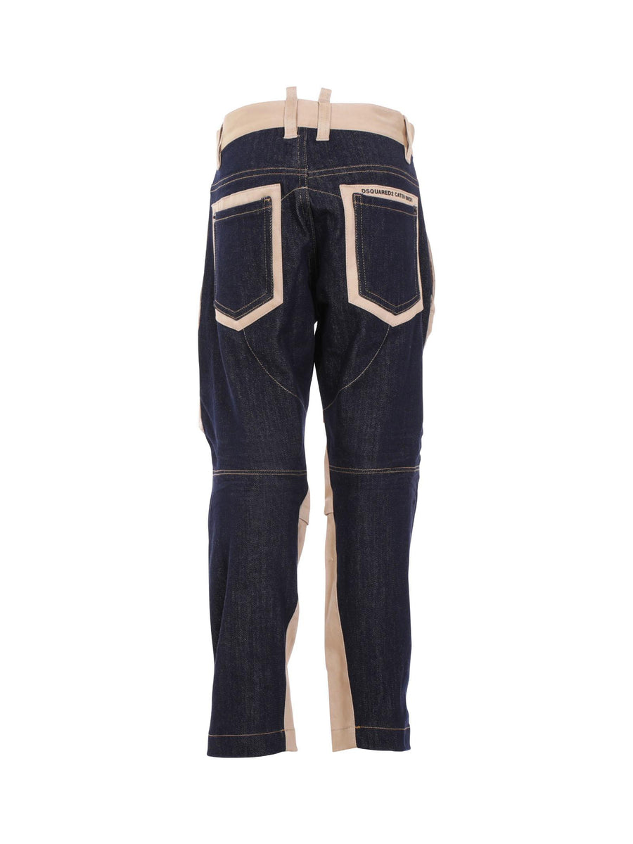 Pantalone Dsquared beige dritto con inserti DQ2455D00XC DQ718 Dsquared 