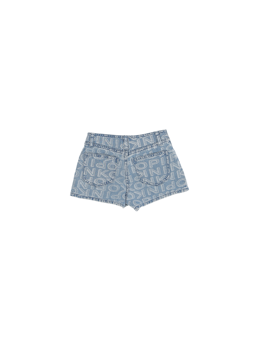 Shorts Pinko azzurri con stampa logo all over KFBE002 D711 Pinko 