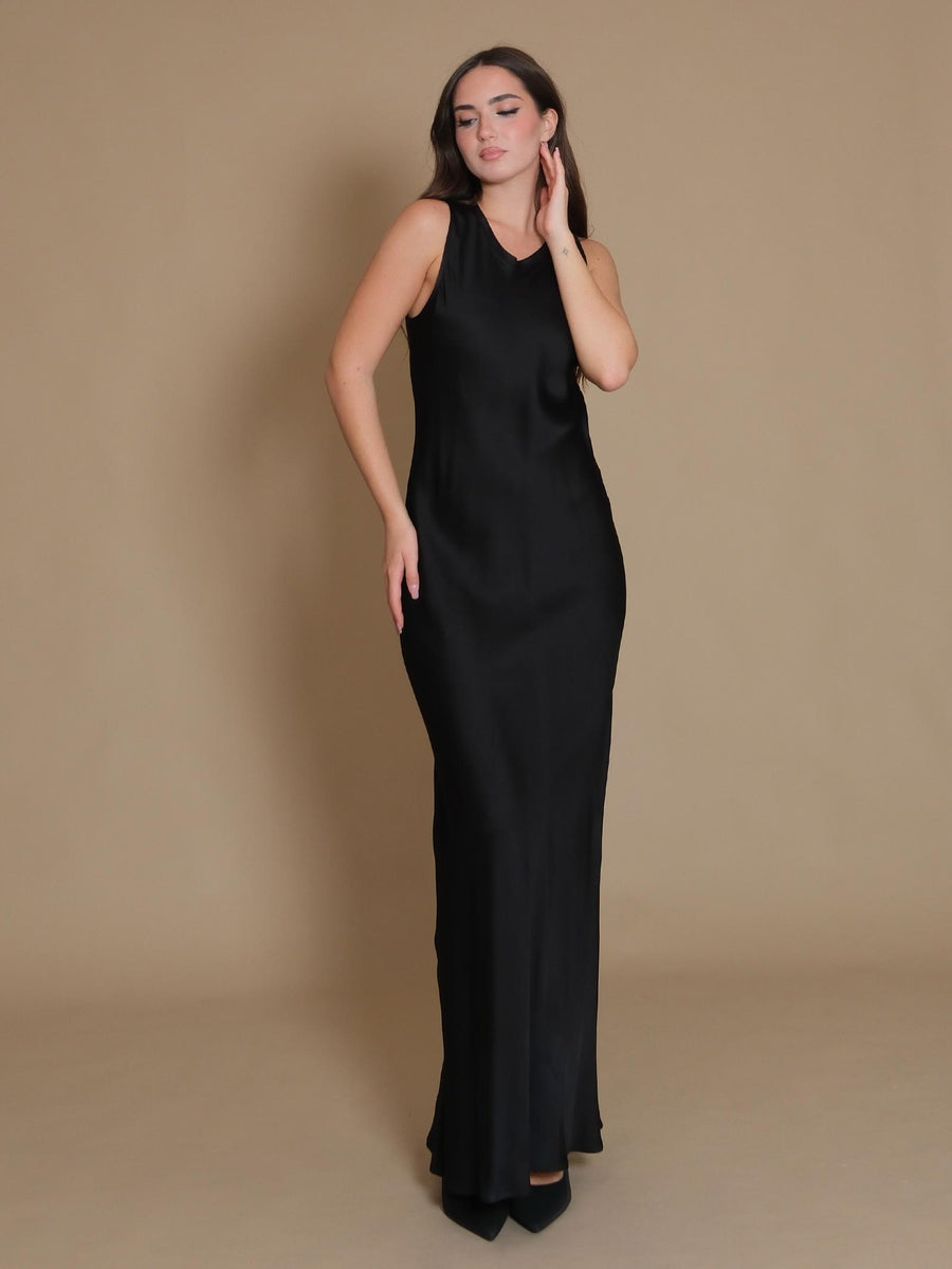 Abito Vicolo satinato nero a giromaniche TS0441 NERO Vicolo 