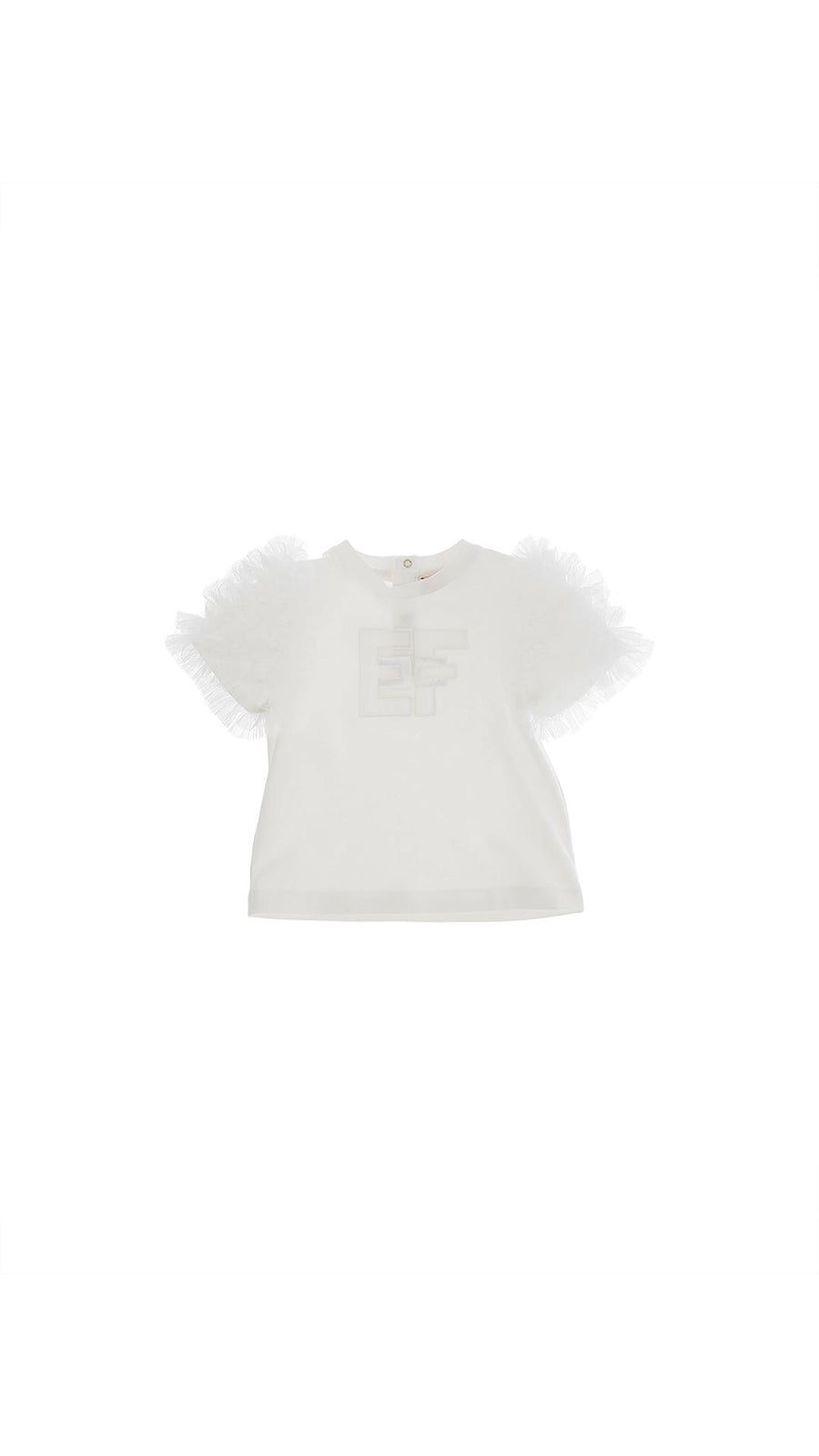 T-shirt bianca mezza manica tulle TS081JE006 0000 Elisabetta Franchi 