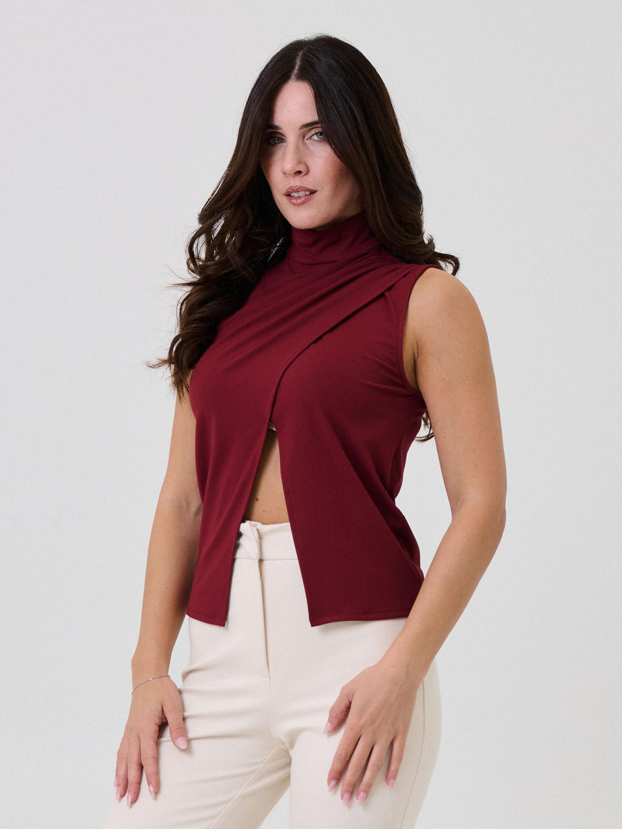 Top a portafoglio Silence Limited bordeaux con drappeggio SLMA008 BORDEAUX Silence Limited 