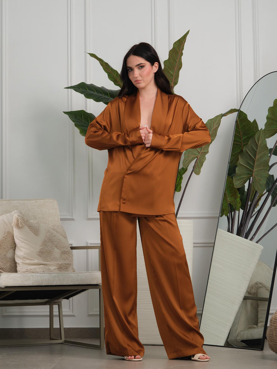 Pantalone a palazzo Silence Limited bronzo satinato PA295 BRONZE Silence Limited 