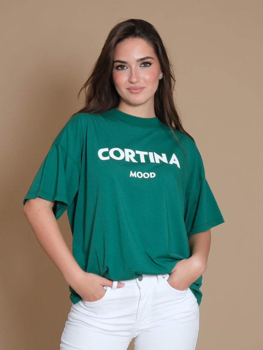 T-Shirt over Vicolo verde con stampa "cortina mood" RS0070 VERDE Vicolo 