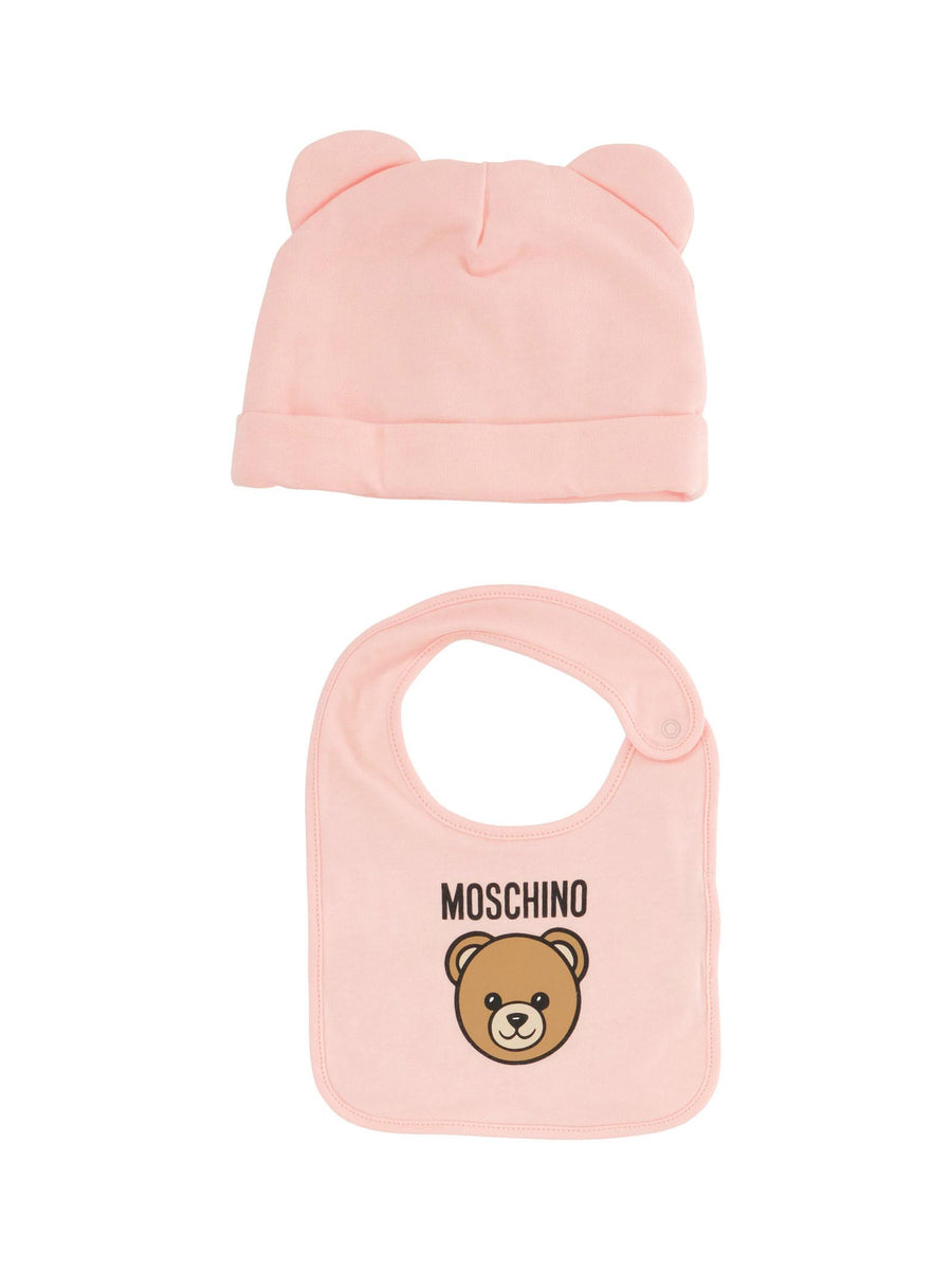 Set cappello e bavaglino Moschino rosa MUY08K 50209 Moschino 
