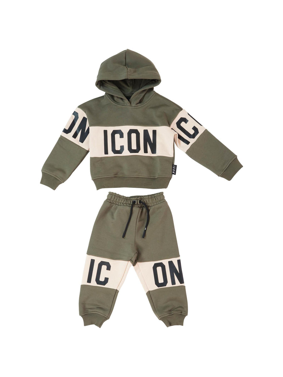 Completo Icon verde e avorio con bande orizzontali S00877 MUSCHIO Icon 