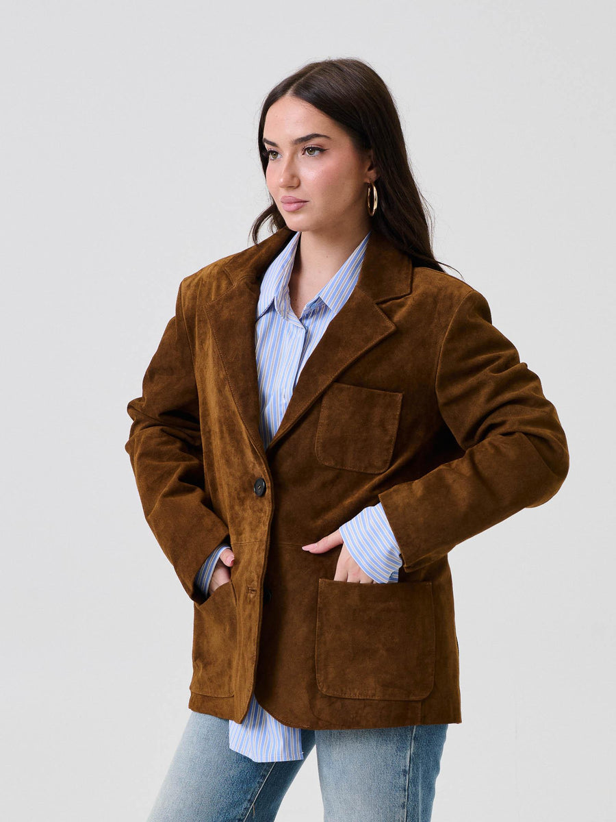 Giacca over Vicolo marrone in pelle scamosciata TF0268 FU66 Vicolo 