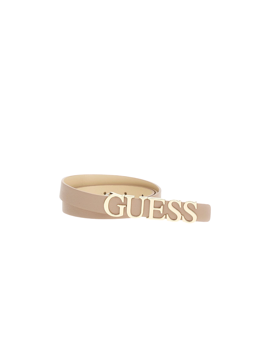 Cintura Guess beige con maxi fibbia logo lettering dorato BW9257P5320 SIT Guess 