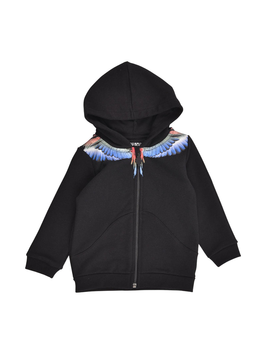 Felpa nera con stampa blue wings CBBE003S22FLE001 1084 Marcelo Burlon 