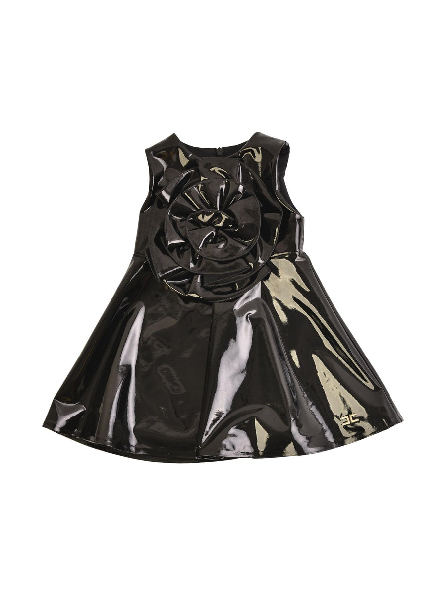 Abito in vinile nero con rosa AB116PE64 N019 Elisabetta Franchi 