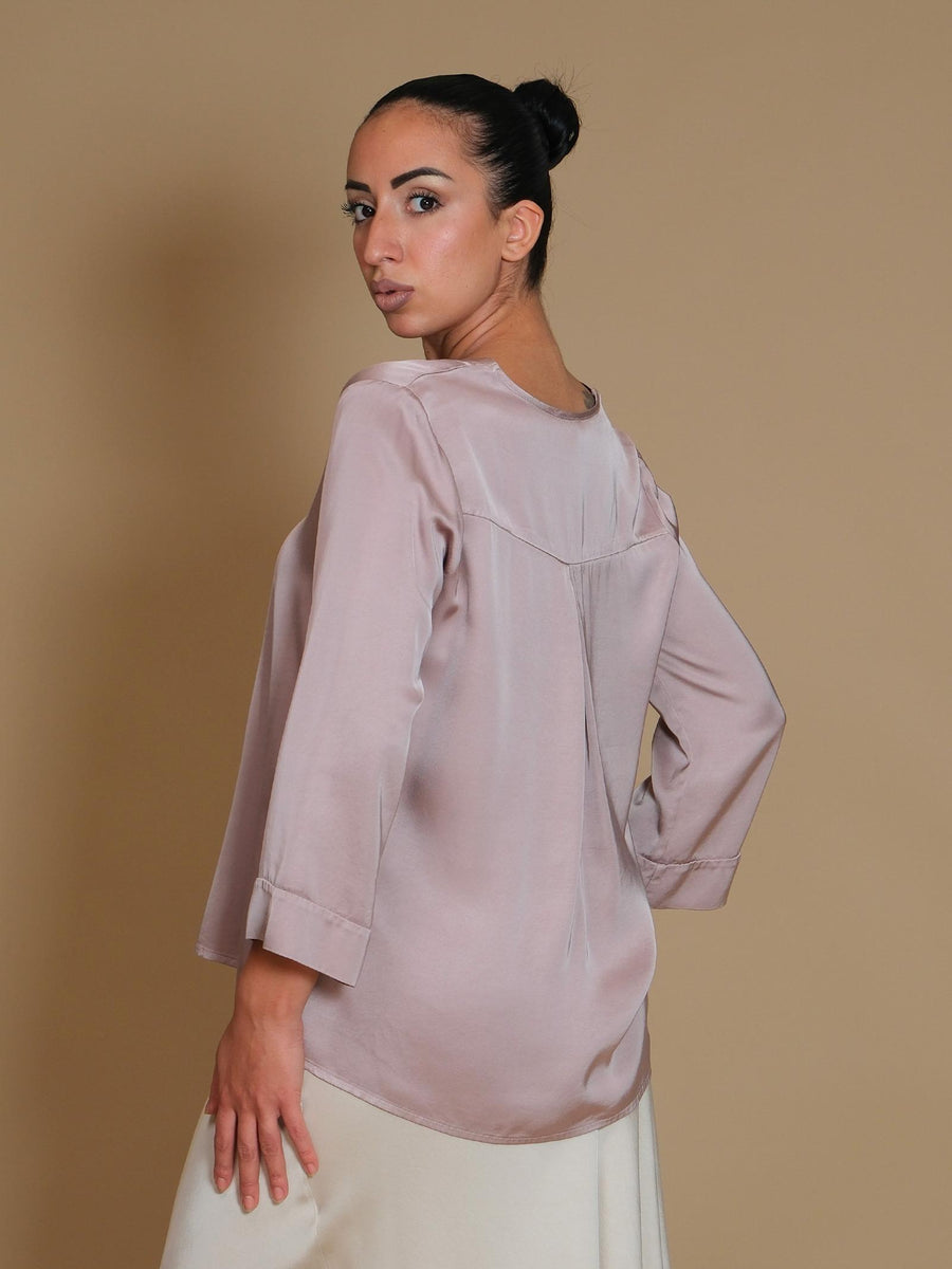 Blusa Armoire rosa satinata scollo a V FA489BCK SETA Armoire 
