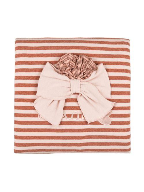 Coperta Nanan rosa con righe e fiocco centrale I24448 R Nanan 