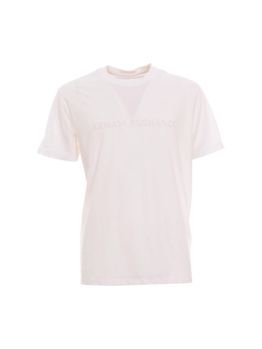T-Shirt Armani Exchange bianca con logo in rilievo tono su tono XM000554AF10356 U0009 Armani Exchange 