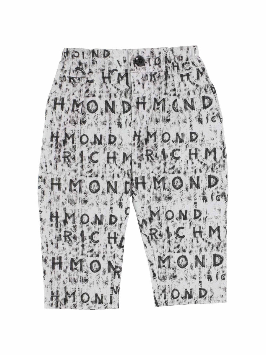 Pantaloni bianchi con scritta graffiti nera all over RIP24124PA WHT/BLK John Richmond 