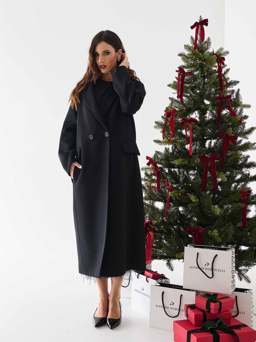 Cappotto doppiopetto Silence Limited nero C301 BLACK Silence Limited 