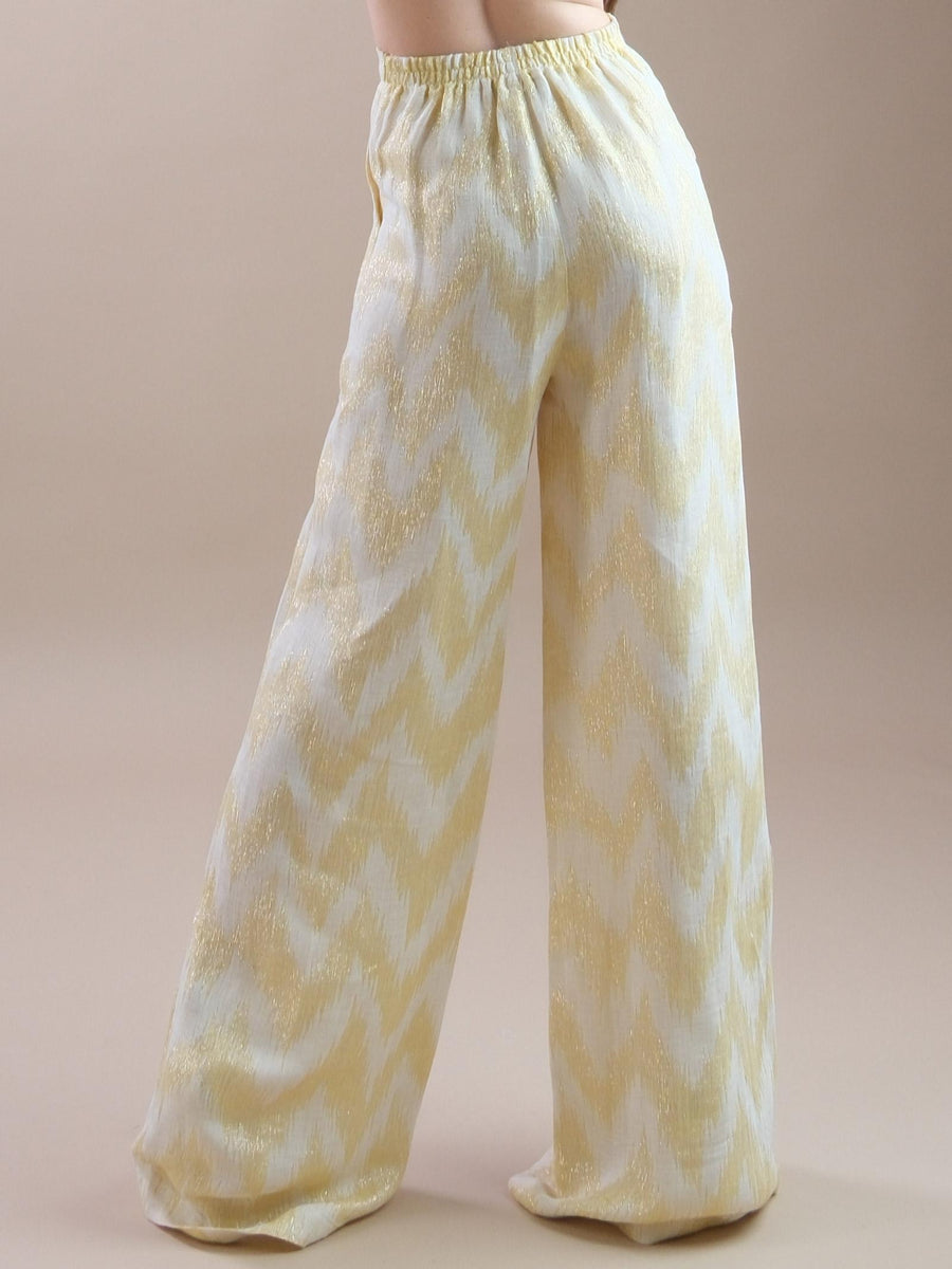 Pantaloni a palazzo gialli fantasia zig zag 5419025 LIMONE PHO FIRENZE 