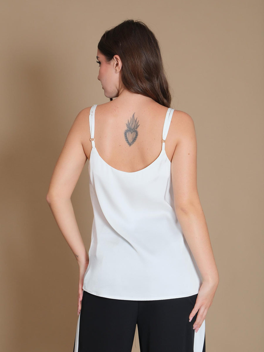 Top canotta bianca satinata BOU829 BIANCO Silence Limited 