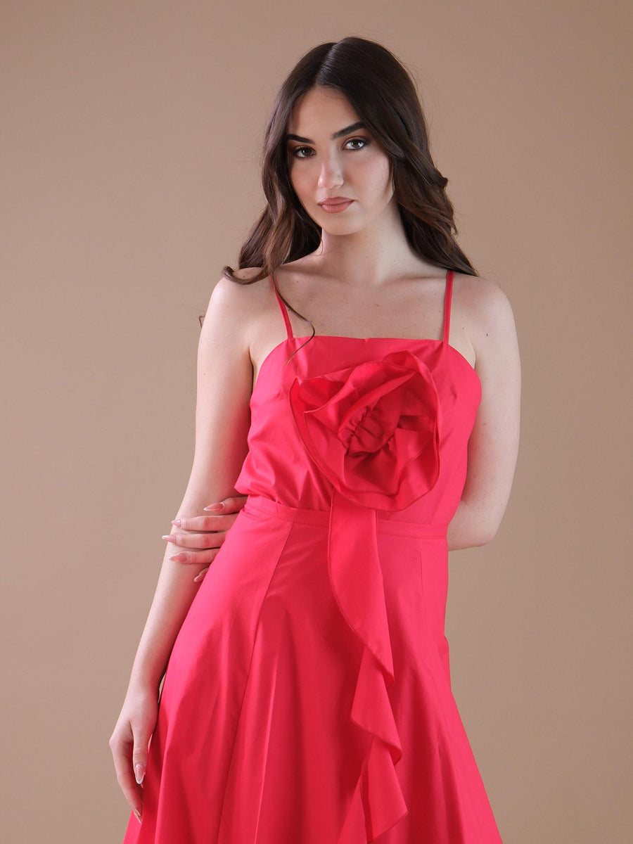 Top rosso in cotone con maxi rosa sul fronte RFZ2HKU ROSSO Imperial 