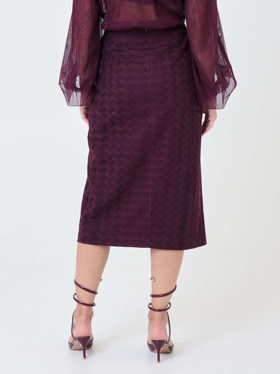 Gonna midi Pho Firenze rosso malaga con motivo a zig zag 4324173 MALAGA PHO FIRENZE 