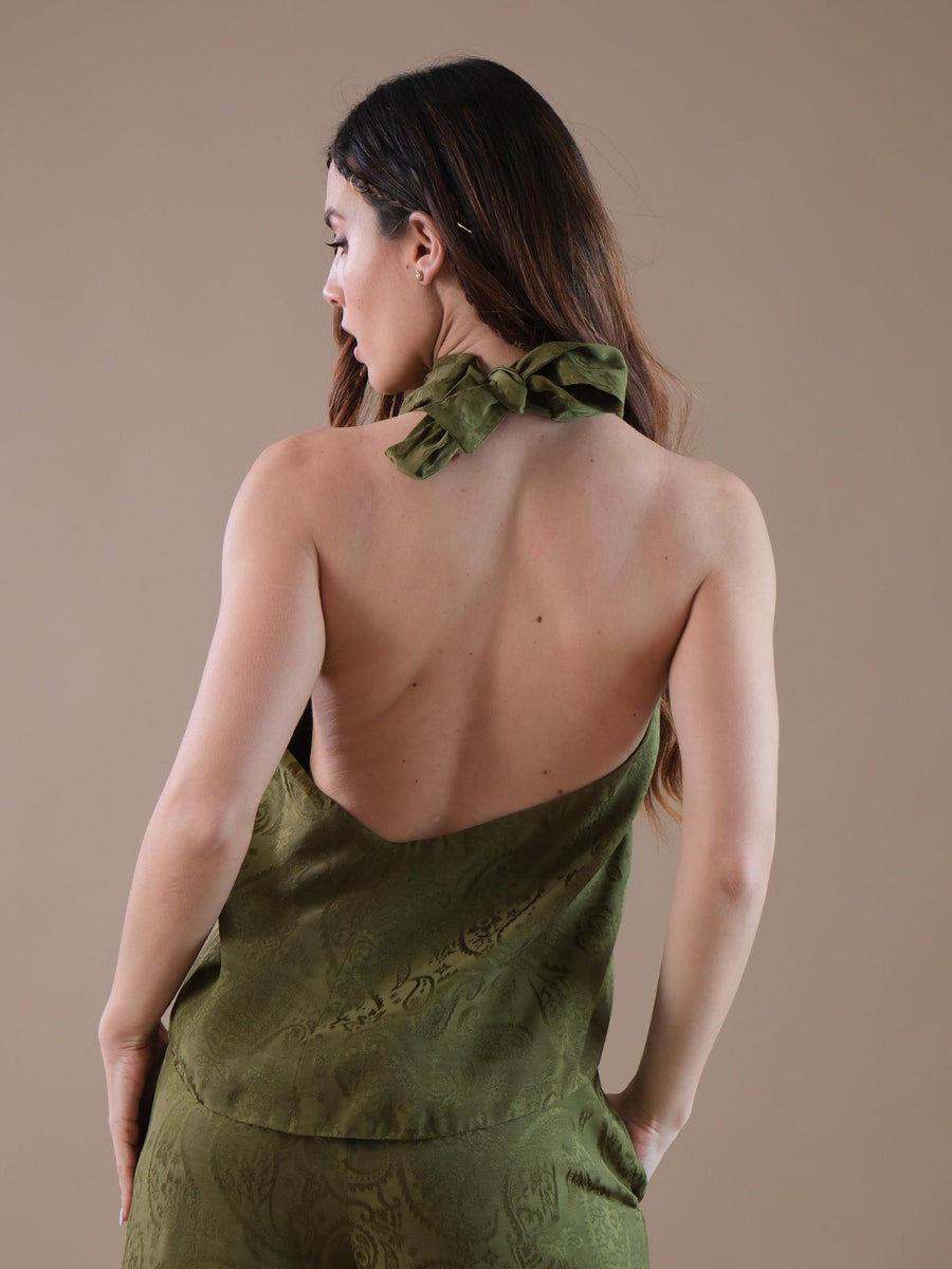 Top verde militare fantasia cashemere collo intrecciato TOP72 MILITARE Bohemian V 