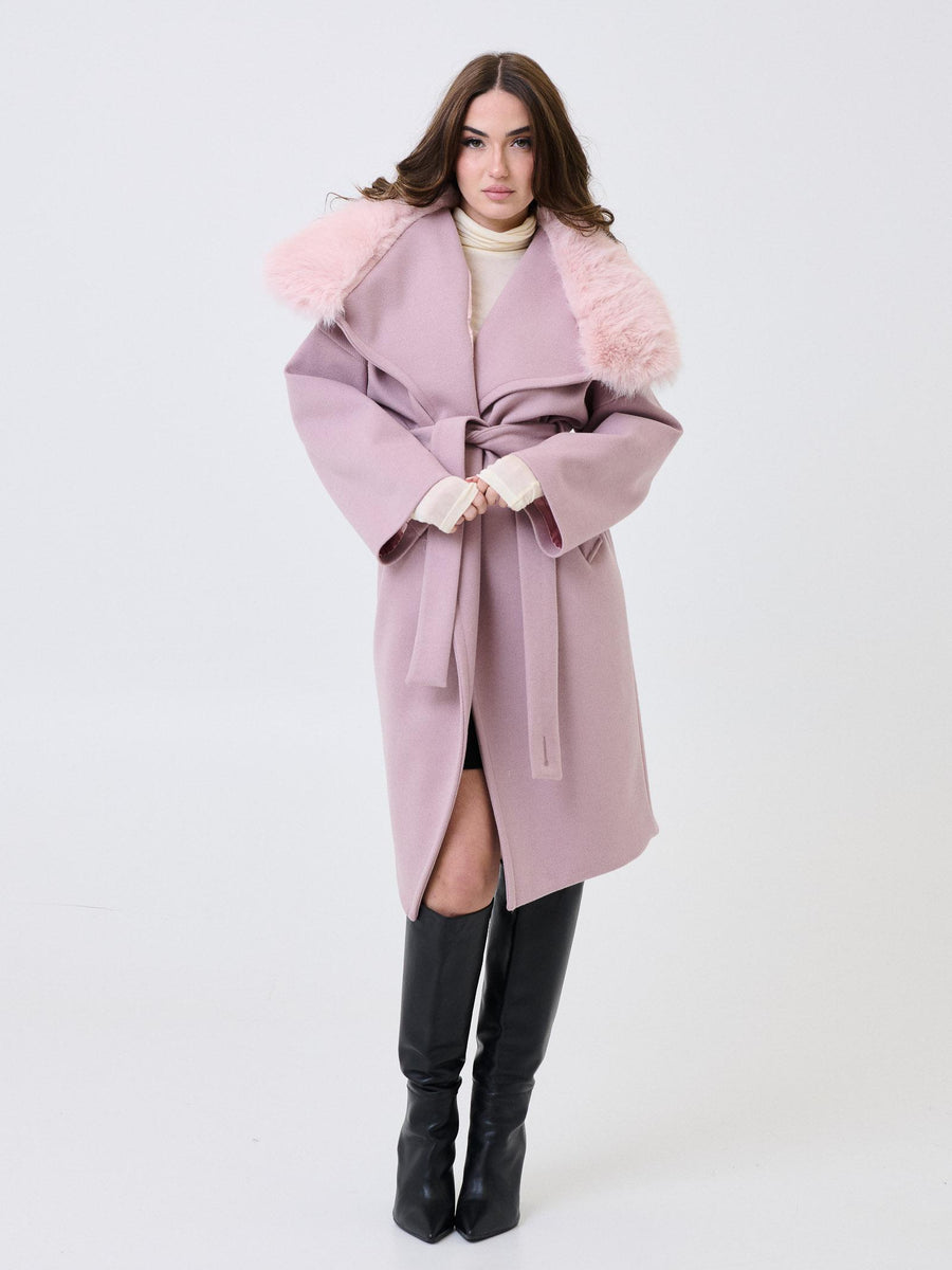 Cappotto Armoire rosa con rever in ecopelliccia EDWINA ROSA Armoire 