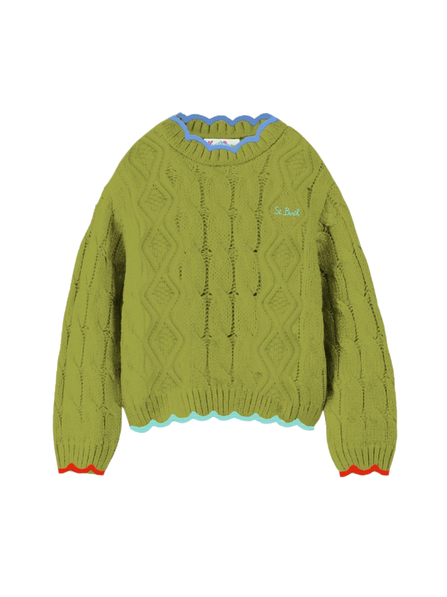 Maglione "gretta aran wavy 5456" Saint Barth verde GET002 00650G MC2 SAINT BARTH 