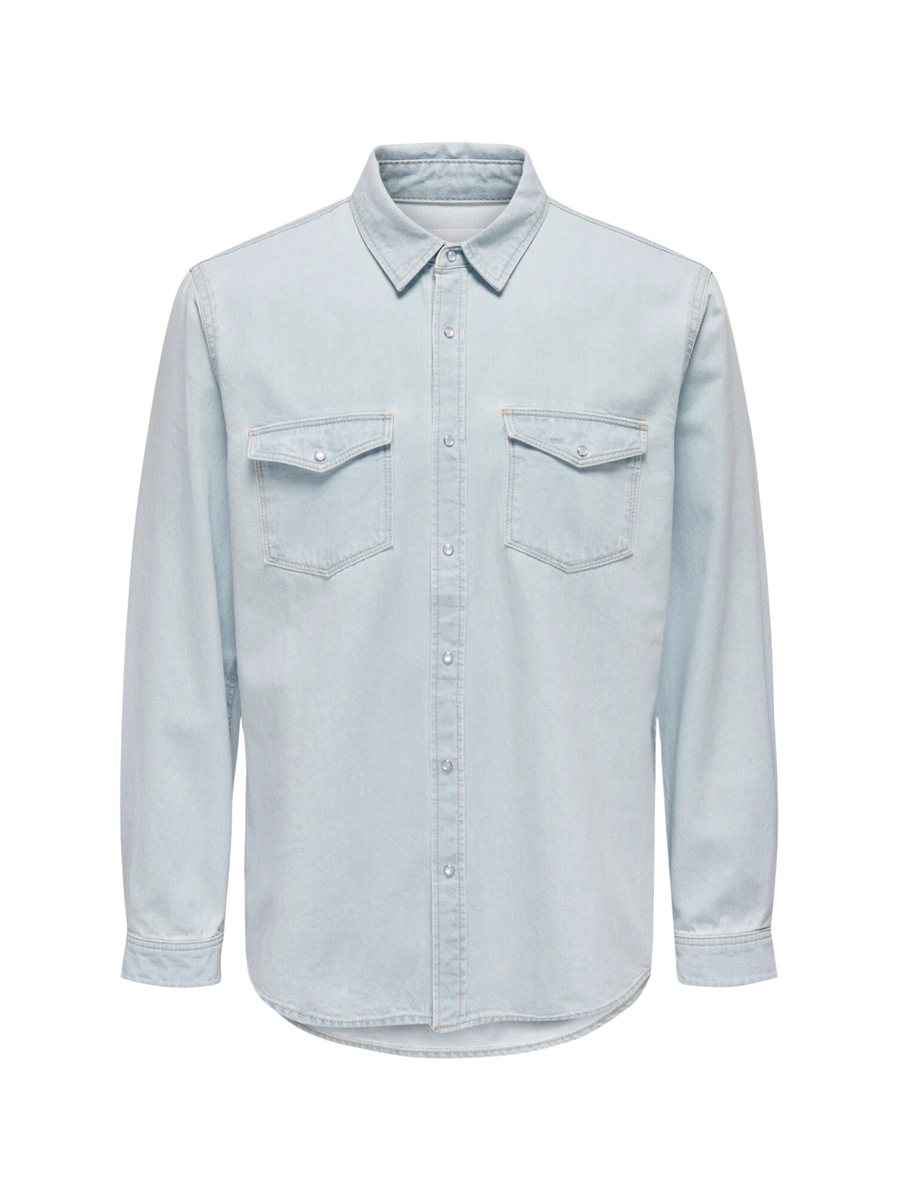 Camicia bane Only & Sons light blu in denim 22023247 LIGHTBLUE Only & Sons 