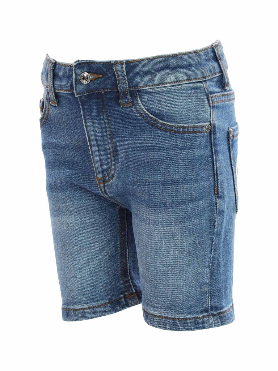 Bermuda in denim lavaggio medio con scritta Rich RBP24087BE BLU John Richmond 