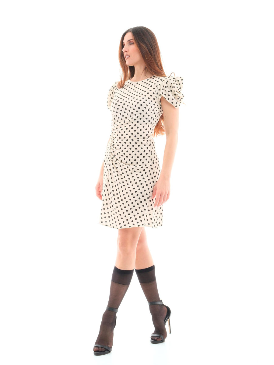 Abito Mar De Margaritas bianco a pois con drappeggio laterale MMABW01151 BE39 Mar De Margaritas 