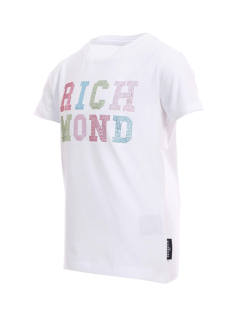 T-Shirt John Richmond bianca con logo in strass RGP25205TS WHITE John Richmond 