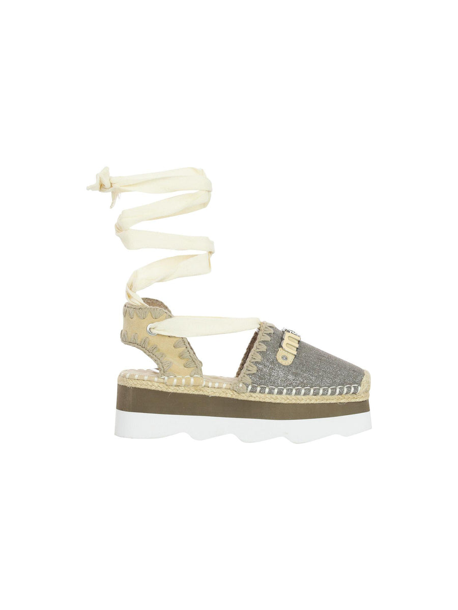 Espadrillas suola alta con logo metallico e glitter SW591000K CHA Mou 