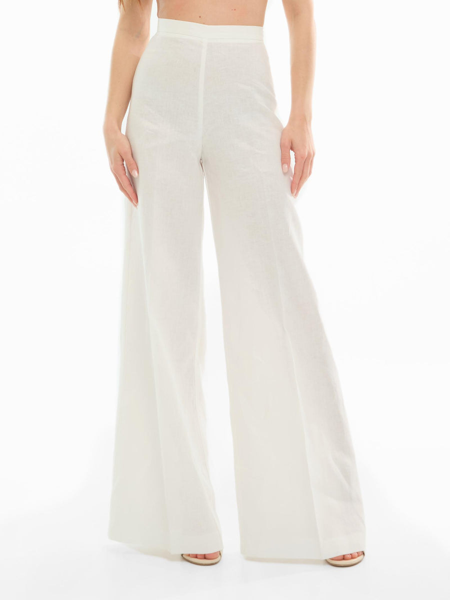 Pantalone a gamba larga Bohemian Vì bianco SDBO2009 OFF WHI Bohemian V 