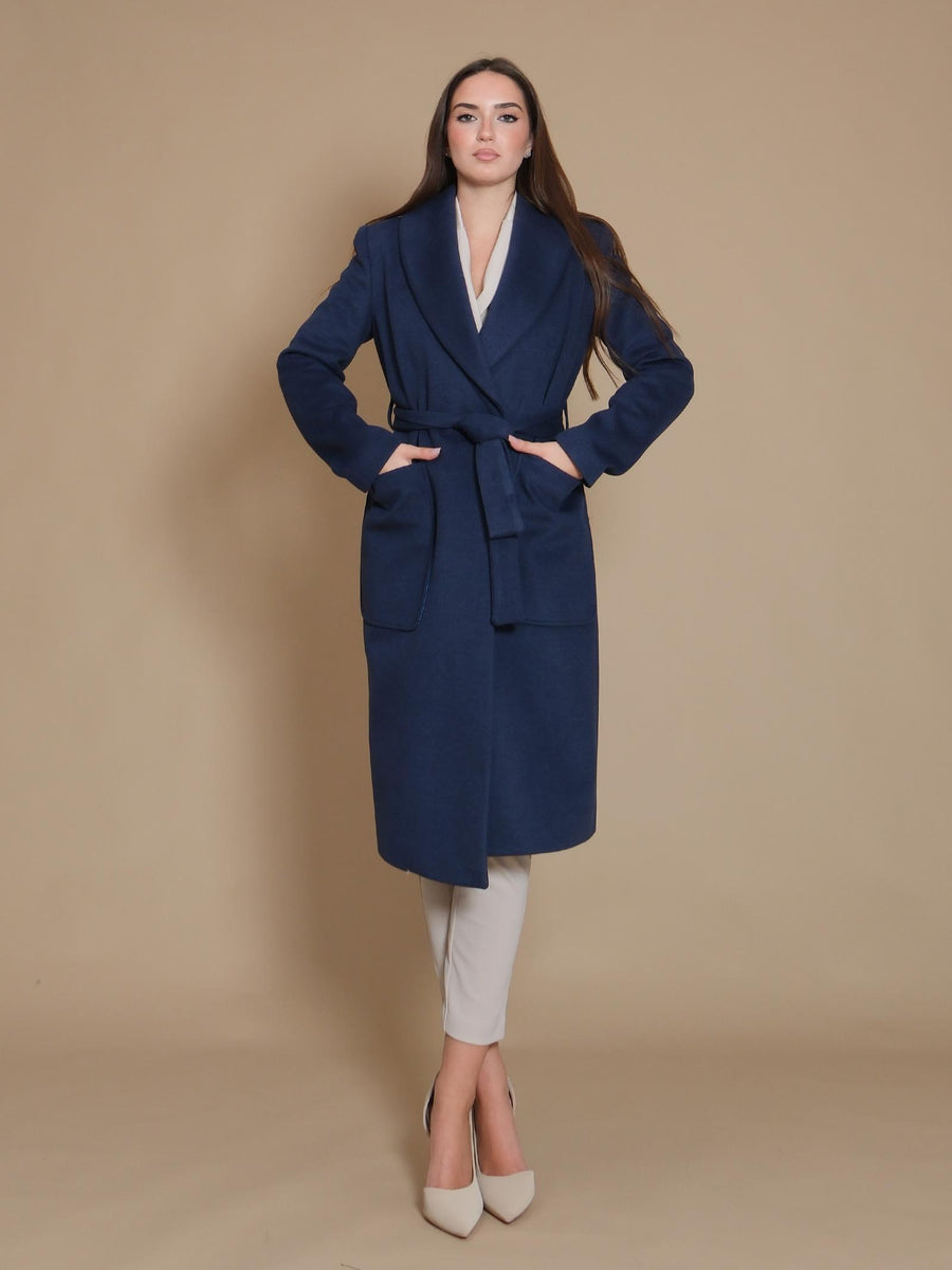 Cappotto Armoire a vestaglia con rever sciallato e tasconi blu CP231 BLU Armoire 