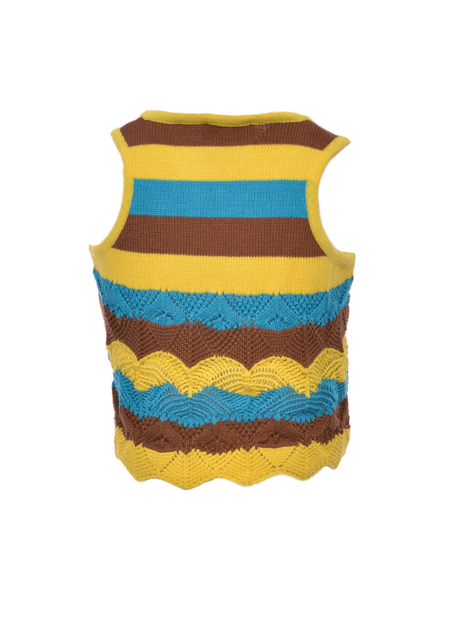 Top in filo giallo turchese e marrone MMBSS22MA2001 TURCHE/GIA/MAR Mariuccia Milano 