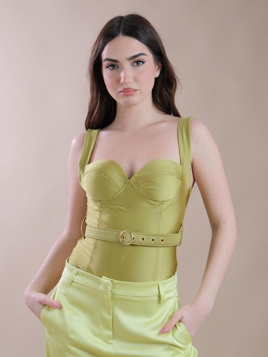 Body Anita Silence Limited verde oliva con cintura in coordinato SD8017 OLIVA Silence Limited 