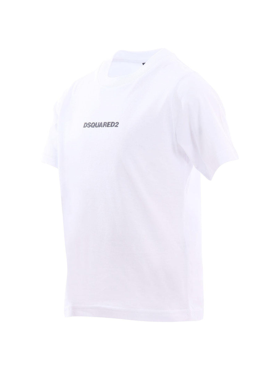 T-Shirt Dsquared bianca con stampa logo lettering frontale DQ2823 DQ100 Dsquared 