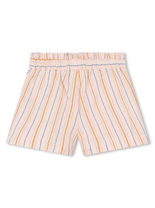 Shorts pesca con fantasia a righe e fiori ricamati Y30105 43B Carrement Beau 