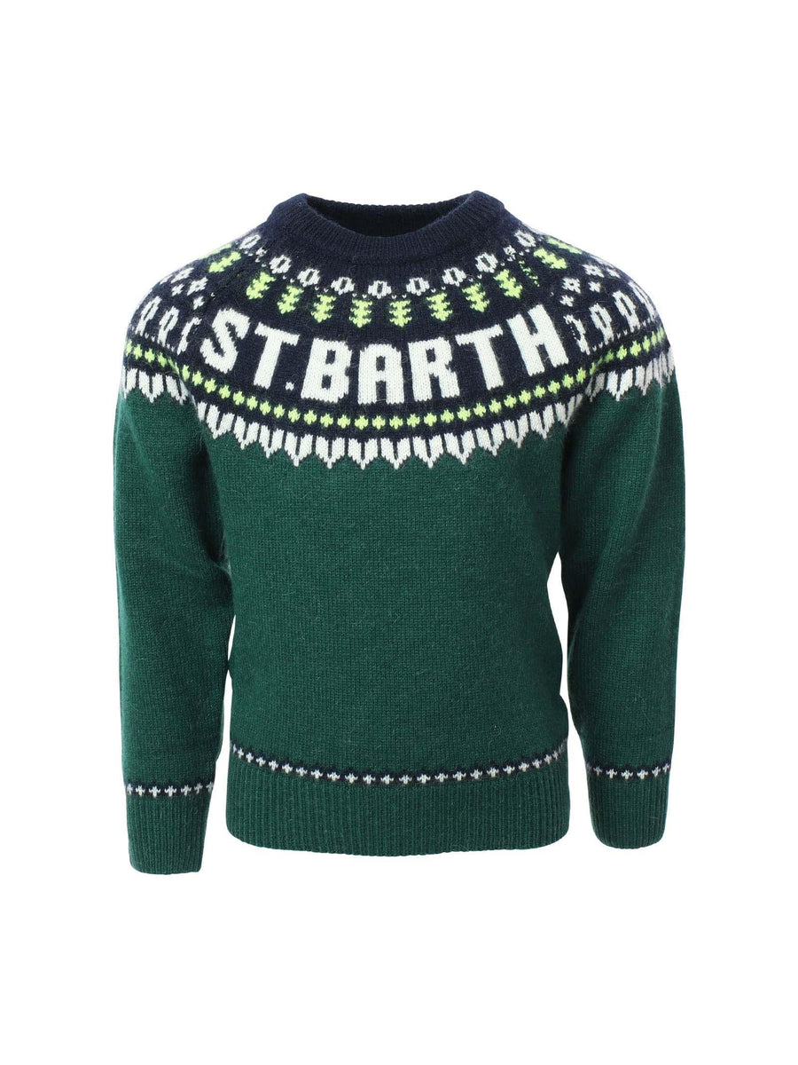 Maglione verde jacquard islandese DOU0010 00169E MC2 SAINT BARTH 