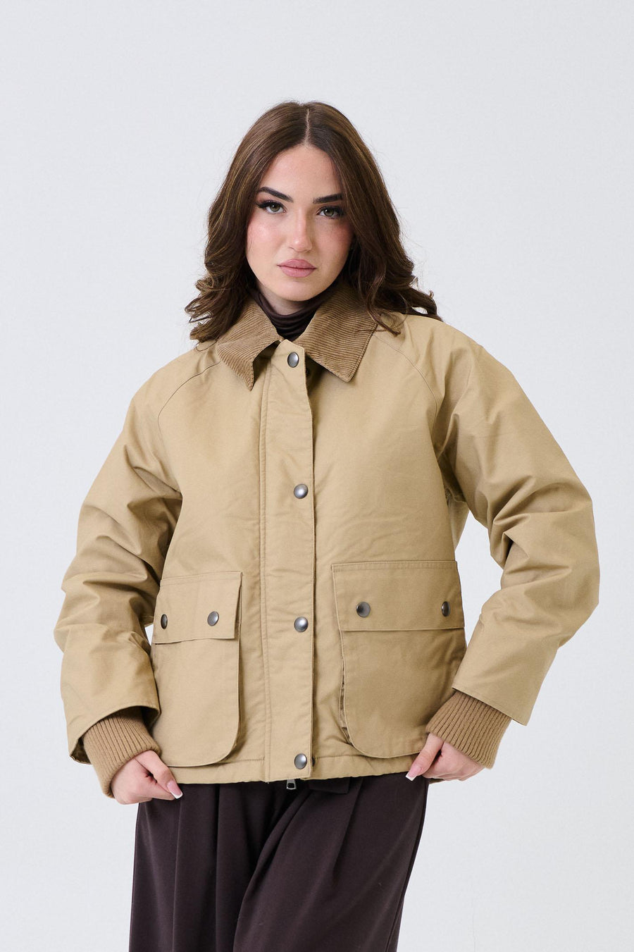 Giubbino Armoire beige con colletto a costine 26206 BEIGE Armoire 